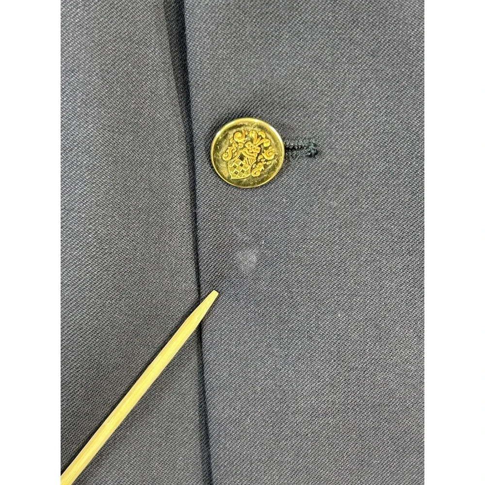 Mens Navy Wool Blazer Gold Crest Buttons 43R Joseph & Feiss 2 Btn Sport Coat